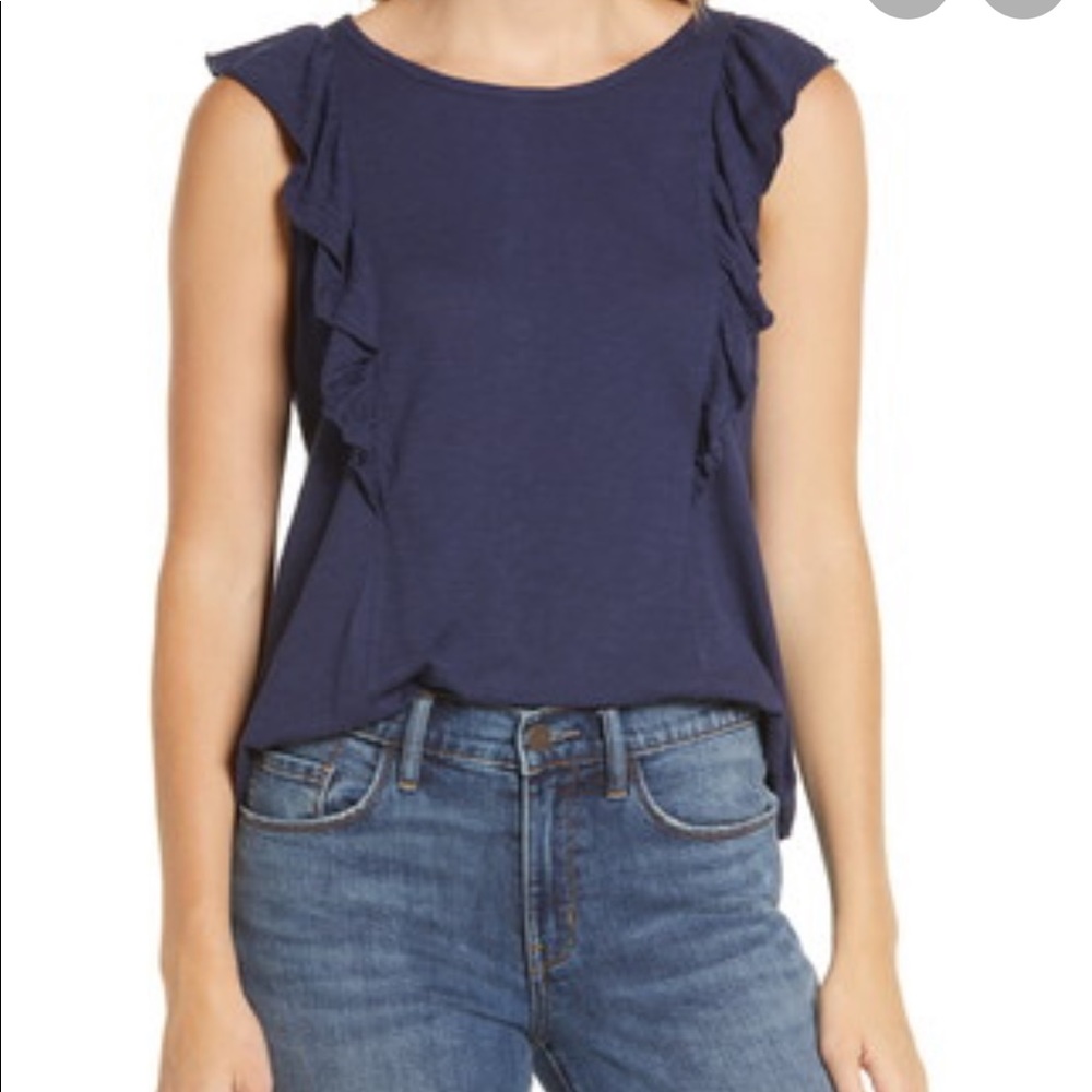 NWT Caslon Ruffle Trim top XS